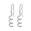 Silver 925 Rhodium Plated Spiral Dangling Hook Earrings - DSE00035 | Silver Palace Inc.