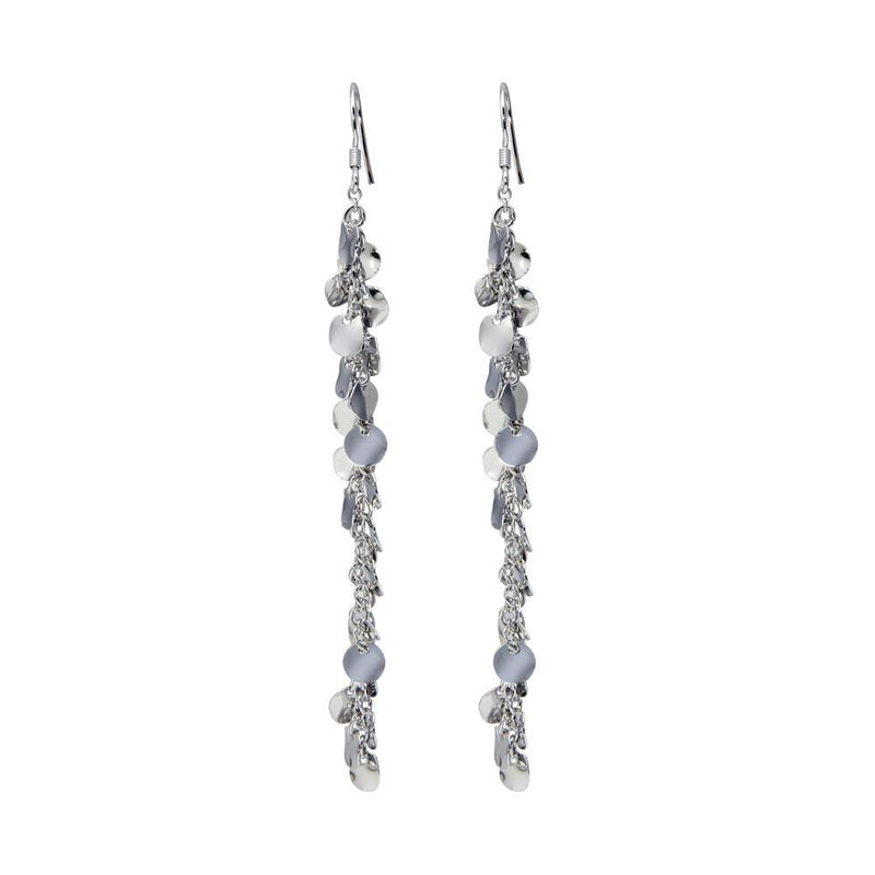 Silver 925 Rhodium Plated Dangling Hook Earrings - DSE00064 | Silver Palace Inc.