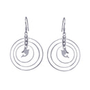Silver 925 Rhodium Plated Open Graduated Circle Center Dolphin Dangling Hook Earrings - DSE00067 | Silver Palace Inc.
