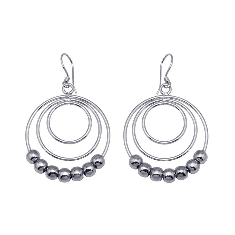 Silver 925 Rhodium Plated Open Multiple Graduate Circle Dangling Chandelier Hook Earrings - DSE00069 | Silver Palace Inc.