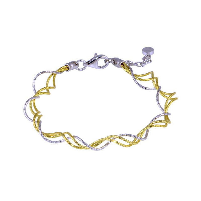 Silver 925 Gold Plated Twisted Adjustable Bracelet - ECB00017GP | Silver Palace Inc.