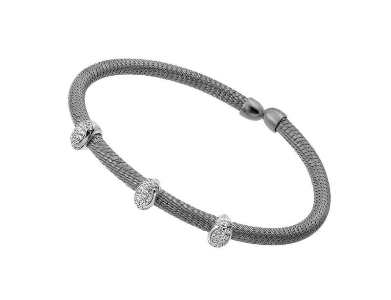 Closeout-Silver 925 Rhodium Plated Micro Pave Clear CZ Bracelet - ECB00020RH | Silver Palace Inc.