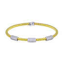 Closeout-Silver 925 Gold Plated Italian 3 Wide CZ Bars Bracelet - ECB00034GP | Silver Palace Inc.
