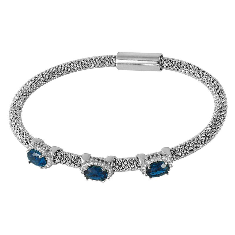 Closeout-Silver 925 Past Present Future Blue Bracelet - ECB00079WWZ | Silver Palace Inc.