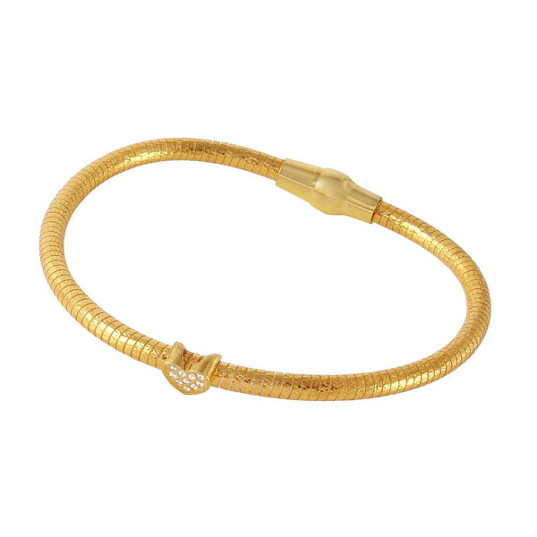 Closeout-Silver 925 Gold Plated Heart CZ Italian Bracelet - ECB00085Y | Silver Palace Inc.
