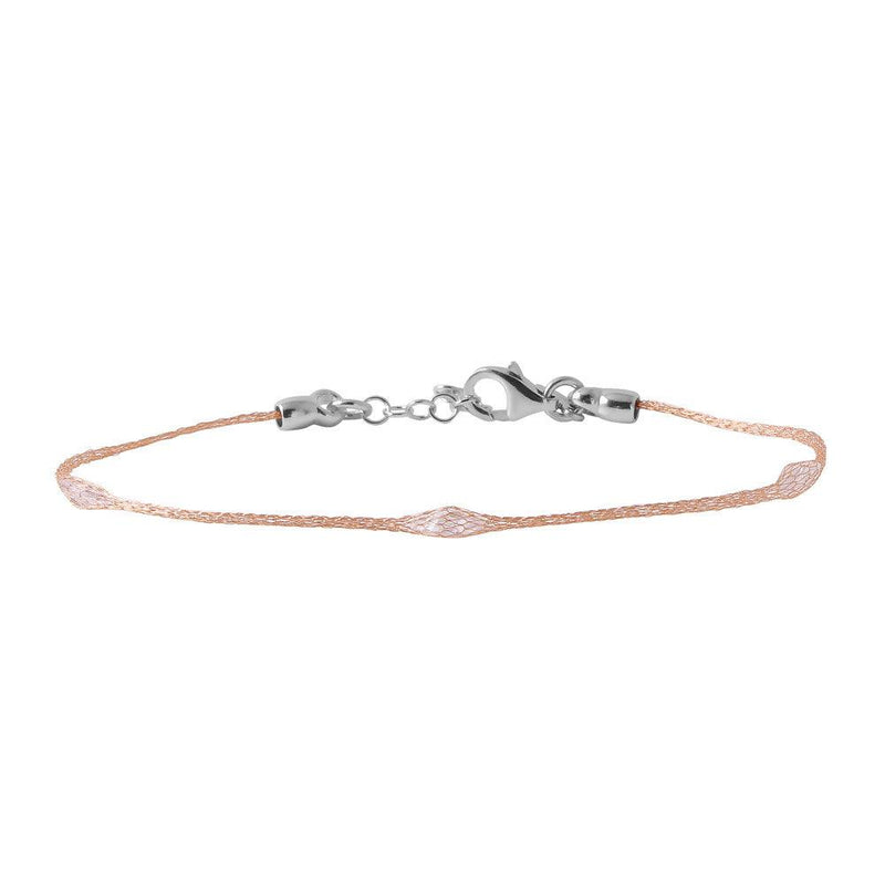 Silver 925 Rose Gold Plated Mesh Embedded Thin CZ Italian Bracelet - ECB00091R | Silver Palace Inc.