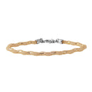 Silver 925 Gold Plated Mesh and Wrapped Embedded CZ Slim Italian Bracelet ECB00095Y | Silver Palace Inc.