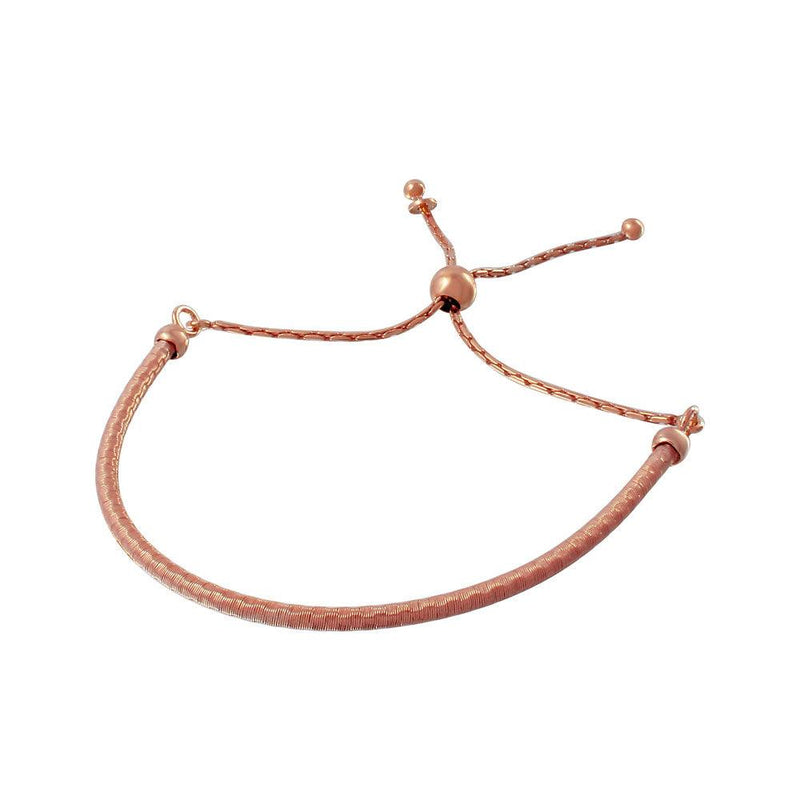 Closeout-Silver 925 Rose Gold Plated Italian Lariat Bracelet - ECB00096RGP | Silver Palace Inc.