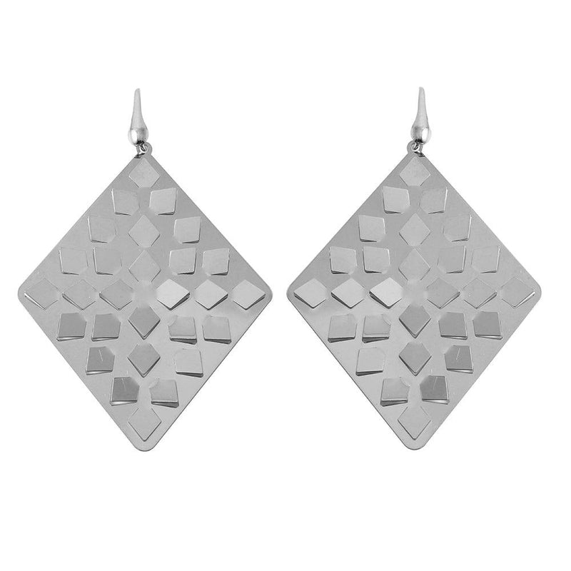 Silver 925 Rhodium Plated Rhombus Earrings - ECE00014RH | Silver Palace Inc.