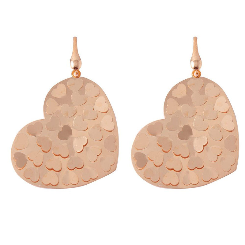 Silver 925 Rose Gold Plated Heart Earrings - ECE00015R | Silver Palace Inc.