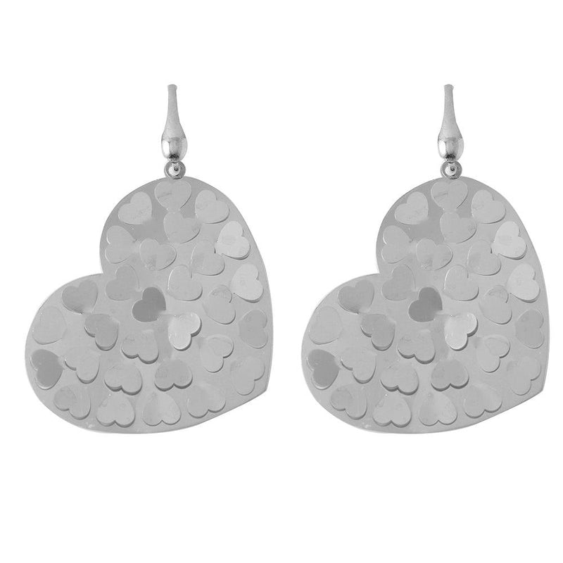 Silver 925 Rhodium Plated Heart Earrings - ECE00015RH | Silver Palace Inc.