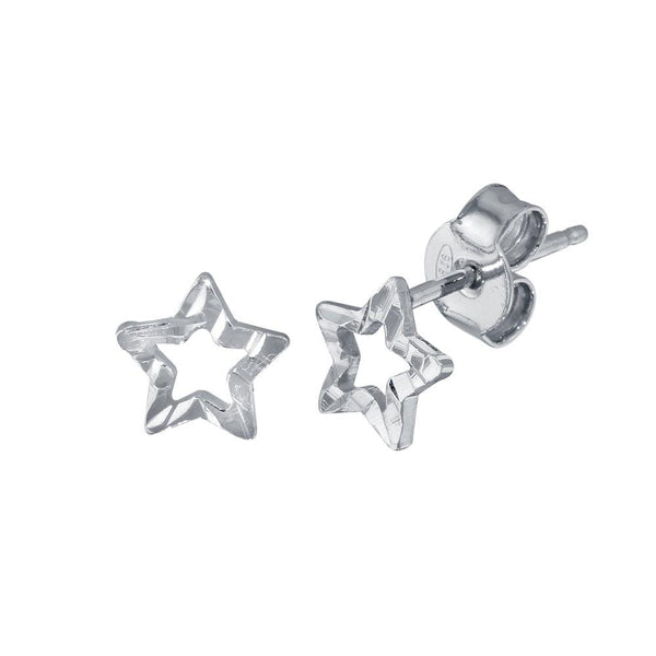 Silver 925 Rhodium Plated Open DC Star Earrings - ECE00039RH | Silver Palace Inc.