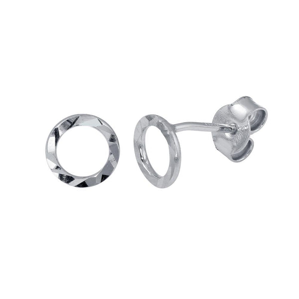 Silver 925 Rhodium Plated DC Flat Open Circle Earrings - ECE00043RH | Silver Palace Inc.