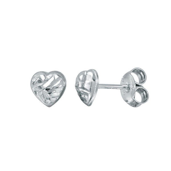 Silver 925 Rhodium Plated DC Heart Earrings - ECE00046RH | Silver Palace Inc.
