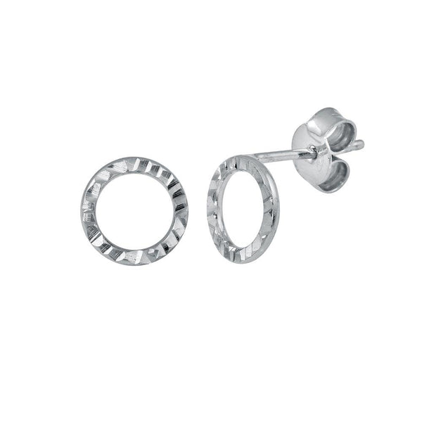 Silver 925 Rhodium Plated Open Circle DC Flat Earrings - ECE00051RH | Silver Palace Inc.