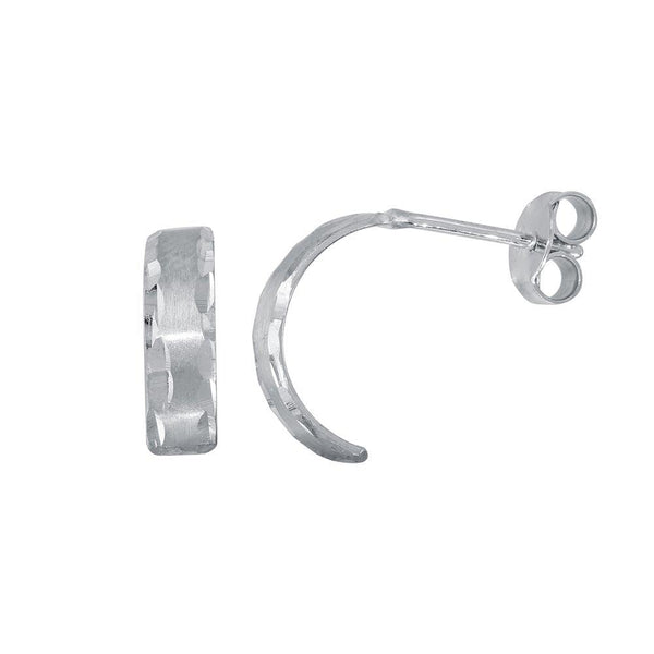 Silver 925 Rhodium Plated DC Border Semi Hoop Earrings - ECE00053RH | Silver Palace Inc.