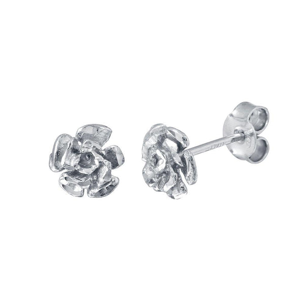 Silver 925 Rhodium Plated Flower Earrings - ECE00056RH | Silver Palace Inc.