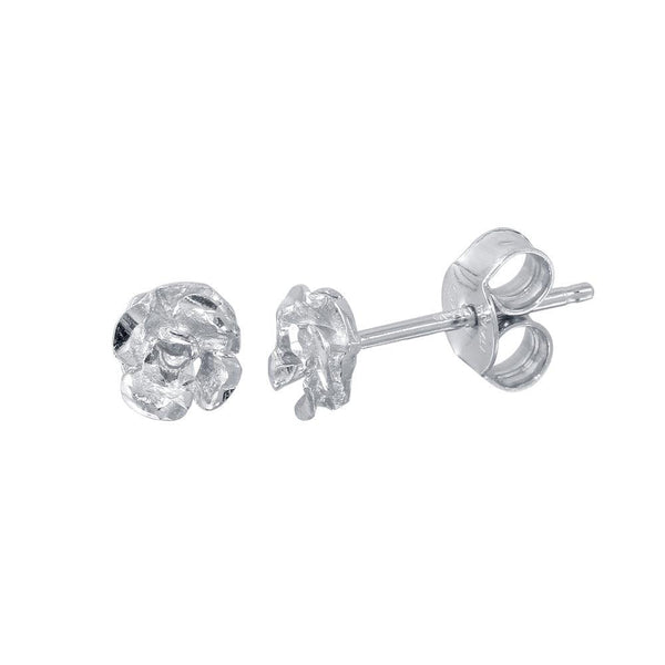 Silver 925 Rhodium Plated flower Stud Earrings - ECE00057RH | Silver Palace Inc.