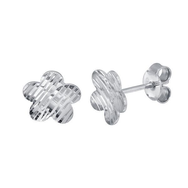 Silver 925 Rhodium Plated DC Flower Stud Earrings - ECE00060RH | Silver Palace Inc.