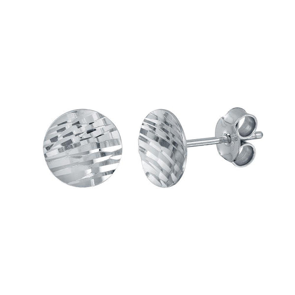 Silver 925 Rhodium Plated DC Curved Disc Stud Earrings - ECE00062RH | Silver Palace Inc.