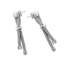 Silver 925 Rhodium Plated Double Long Dangling Stud Earrings - ECE003RH | Silver Palace Inc.