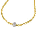 Silver 925 Gold Plated Rolo Chain Necklace with Micro Pave CZ Round Pendant - ECN00008YW | Silver Palace Inc.