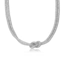 Silver 925 Rhodium Plated Mesh with Crystals Stones Necklace - ECN00010RH | Silver Palace Inc.