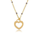 Silver 925 Gold Plated Black DC Beads Chain with Open Heart - ECN00023GP | Silver Palace Inc.