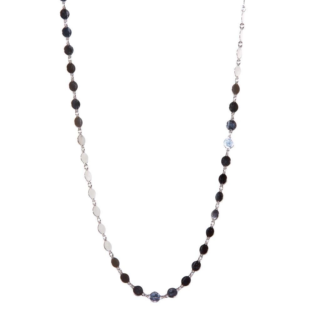 Silver 925 Rhodium Plated Flat Circle Necklace - ECN00024RH | Silver Palace Inc.