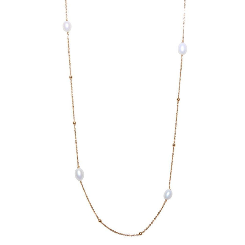 Silver 925 Gold Plated Necklace with Freshwater Pearls and Beads - ECN00028GP | Silver Palace Inc.