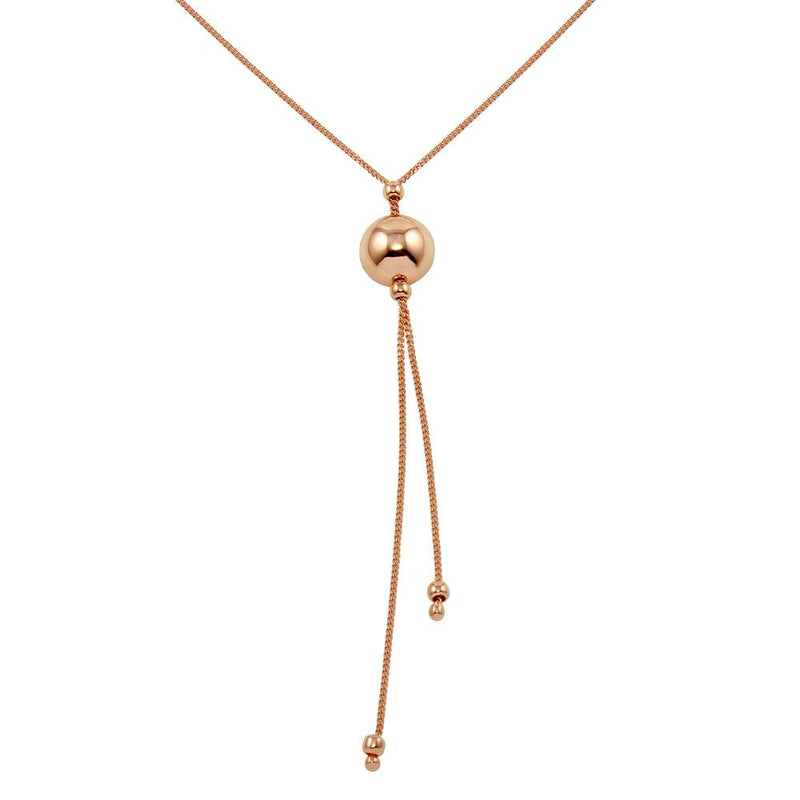 Silver 925 Rose Gold Plated Drop Bead Necklace - ECN00029RGP | Silver Palace Inc.