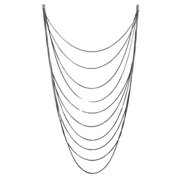 Silver 925 Black Rhodium Plated Multiple Chain Necklace - ECN00031BLK | Silver Palace Inc.