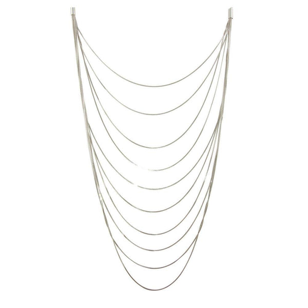 Silver 925 Rhodium Plated Multiple Chain Necklace - ECN00031RH | Silver Palace Inc.