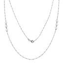Silver 925 Rhodium Plated Alternating Stars Chain Necklace - ECN00036RH | Silver Palace Inc.