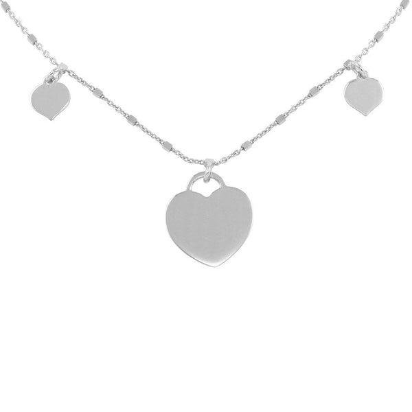 Silver 925 Rhodium Plated Triple Heart Choker Necklace - ECN00037RH | Silver Palace Inc.