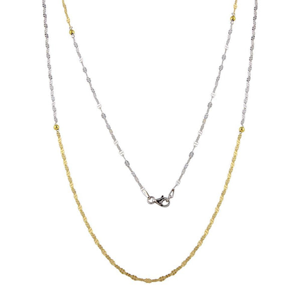 Silver 925 Two-Toned Rhodium and Gold Plated Chain Necklace - ECN00043RH-GP | Silver Palace Inc.