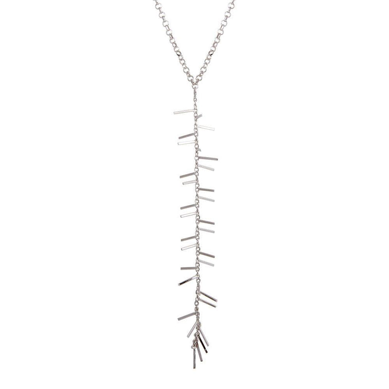 Silver 925 Rhodium Plated Spiky Drop Necklace - ECN00049RH | Silver Palace Inc.