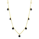 Silver 925 Gold Plated Dangling Black CZ Chain Necklace - ECN00050GP | Silver Palace Inc.