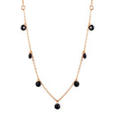 Silver 925 Rose Gold Plated Dangling Black CZ Chain Necklace - ECN00050RGP | Silver Palace Inc.