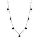 Silver 925 Rhodium Plated Dangling Black CZ Chain Necklace - ECN00050RH | Silver Palace Inc.