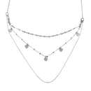 Silver 925 Rhodium Plated Multi Chain Dangling Hearts Necklace - ECN00054RH | Silver Palace Inc.