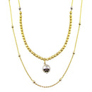 Silver 925 Gold Plated Multi Chain Cube and Bead Necklace - ECN00059GP | Silver Palace Inc.