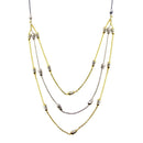 Silver 925 Gold and Rhodium Plated Multi Chain DC Bar Necklace - ECN00060GP | Silver Palace Inc.