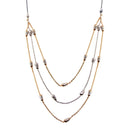 Silver 925 Rose Gold and Rhodium Plated Multi Chain DC Bar Necklace - ECN00060RGP | Silver Palace Inc.