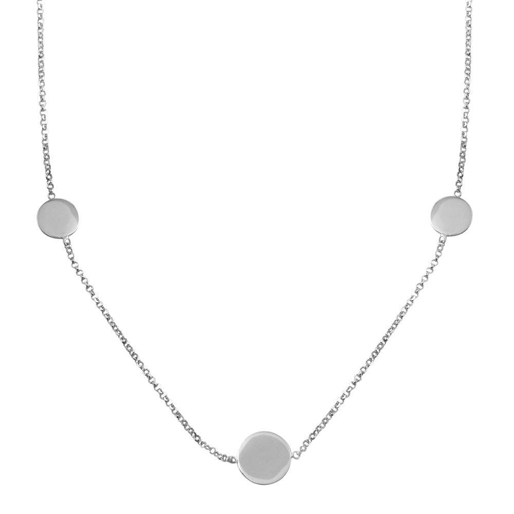 Silver 925 Rhodium Plated Disc Chain Bead Necklace - ECN00067RH | Silver Palace Inc.