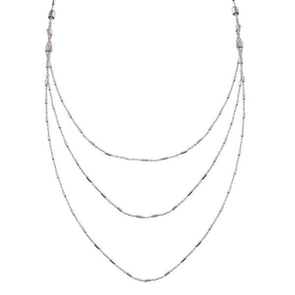 Silver 925 Rhodium Plated Multi Chain Bar Necklace - ECN00068RH | Silver Palace Inc.