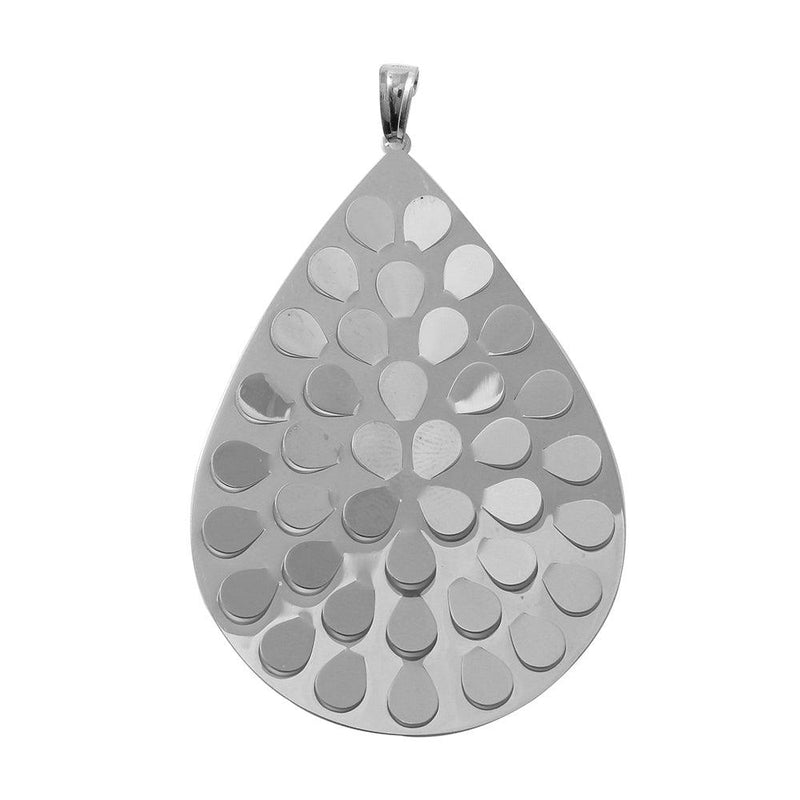 Silver 925 Rhodium Plated Flat Drop Necklace - ECP00002RH | Silver Palace Inc.