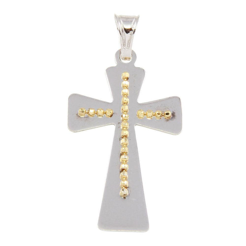 Silver 925 Two Tone Large Cross Pendant - ECP00010RH-GP | Silver Palace Inc.