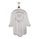 Silver 925 Rhodium Plated Large Hamsa Pendant - ECP00008RH | Silver Palace Inc.