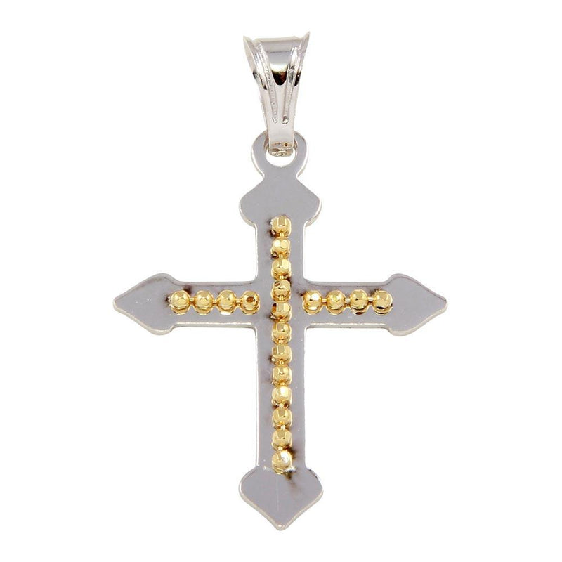 Silver 925 Two Tone Medium Cross Pendant - ECP00009RH-GP | Silver Palace Inc.